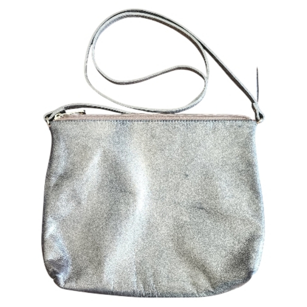 Bon-bonite‎ Silver Leather Crossbody Bag